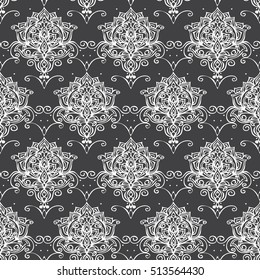 Seamless vector ornate pattern.Black and white