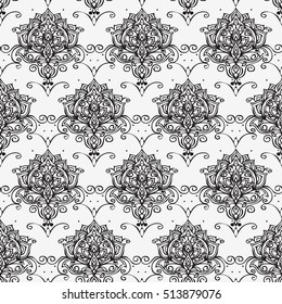 Seamless vector ornate pattern.Black and white