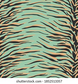 Seamless vector outline tiger pattern. Stylish wild tiger stripes print. Animal print background for fabric, textile, design, cover, advertising banner etc. 10 eps design.