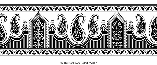 Seamless vector paisley border design