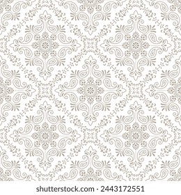 Seamless vector paisley pattern design on white background