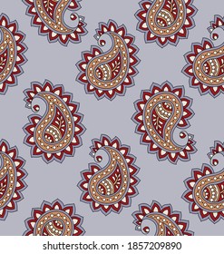 seamless vector paisley pattern on grey background