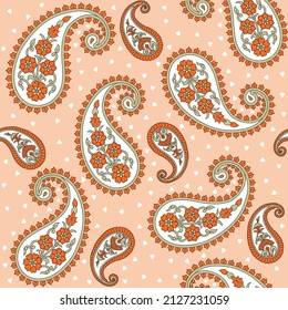 seamless vector  paisley pattern on brown background