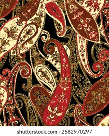 seamless vector paisley pattern, vintage wallpaper design, ethnic style. Seamless pattern based on ornament paisley Bandana Print.
