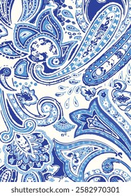 seamless vector paisley pattern, vintage wallpaper design, ethnic style. Seamless pattern based on ornament paisley Bandana Print.