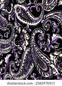 seamless vector paisley pattern, vintage wallpaper design, ethnic style. Seamless pattern based on ornament paisley Bandana Print.