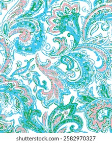 seamless vector paisley pattern, vintage wallpaper design, ethnic style. Seamless pattern based on ornament paisley Bandana Print.