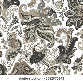 seamless vector paisley pattern, vintage wallpaper design, ethnic style. Seamless pattern based on ornament paisley Bandana Print.