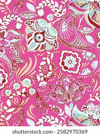seamless vector paisley pattern, vintage wallpaper design, ethnic style. Seamless pattern based on ornament paisley Bandana Print.