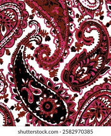 seamless vector paisley pattern, vintage wallpaper design, ethnic style. Seamless pattern based on ornament paisley Bandana Print.