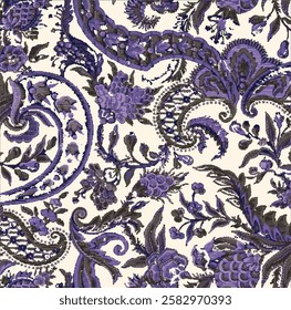seamless vector paisley pattern, vintage wallpaper design, ethnic style. Seamless pattern based on ornament paisley Bandana Print.