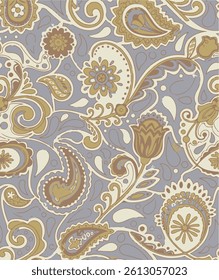 seamless vector paisley pattern, vintage wallpaper design, ethnic style. Seamless pattern based on ornament paisley Bandana Print.