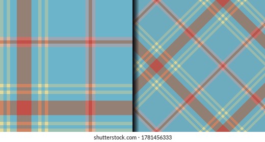 Seamless vector pale blue and yellow plaid pattern. Tartan background. Classic pattern. For fabric, textile, wrapping, cover etc.
