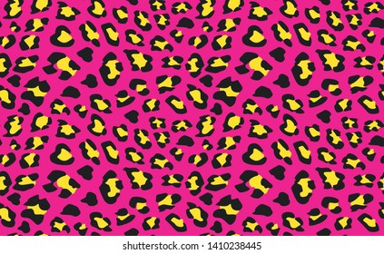 Seamless vector pale pink and yellow leopard pattern.  Trendy stylish wild leopard print. Animal print background for fabric, textile, design, advertising banner.