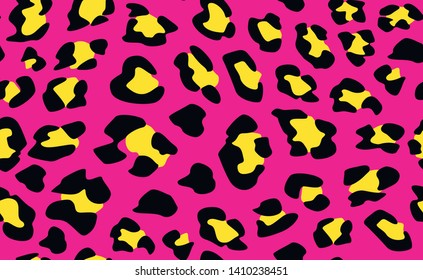 Seamless vector pale pink and yellow leopard pattern.  Trendy stylish wild leopard print. Animal print background for fabric, textile, design, advertising banner.