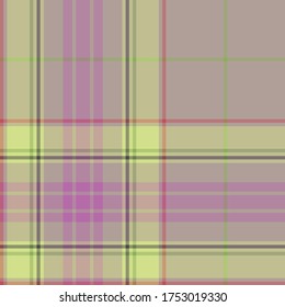 Seamless vector pale pink and yellow plaid pattern. Tartan background. Classic pattern. For fabric, design, textile, wrapping, cover etc.