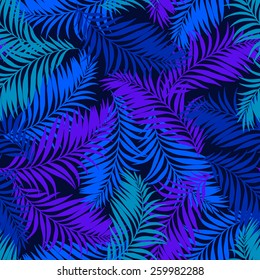 seamless vector palm pattern. tropical pattern for fashion or web in shades of blue.  