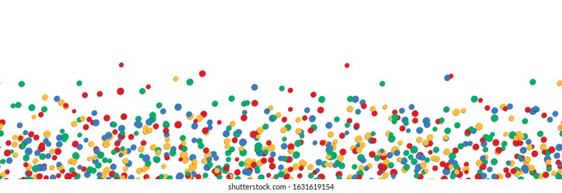 seamless vector panorama illustration of confetti with four colors with free white space for text for carnival, sylvester or party time on white background