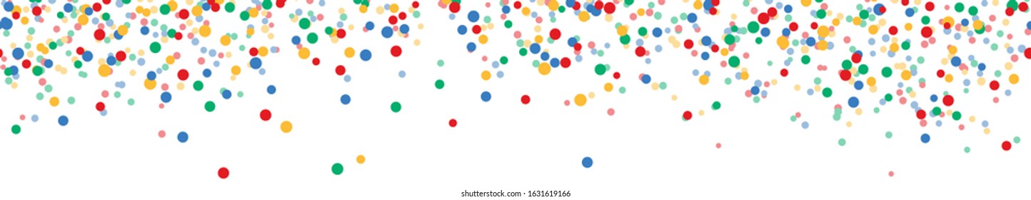 seamless vector panorama illustration of confetti with four colors with free white space for text for carnival, sylvester or party time on white background