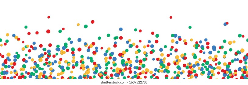 seamless vector panorama illustration of confetti with four colors with free white space for text for carnival, sylvester or party time on white background