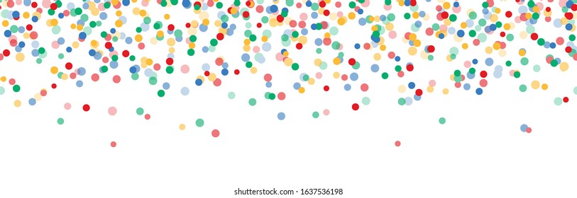 seamless vector panorama illustration of confetti with four colors with free white space for text for carnival, sylvester or party time on white background
