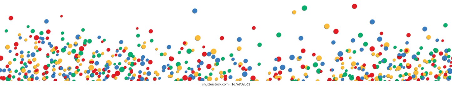 seamless vector panorama illustration of confetti with four colors with free white space for text for carnival, sylvester or party time on white background