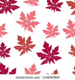 Seamless Vector Papaya Leaves  Colorful Pattern Stock 