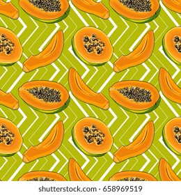 Seamless Vector  Papaya Pattern