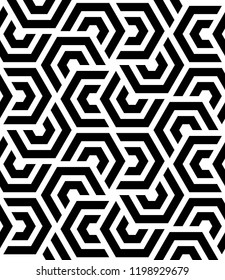 Seamless vector parallel hexagon shapes diagonal overlapping lines pattern background.