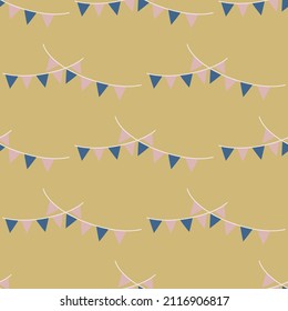 Seamless vector party flags pattern. Celebration banner background for fabric, textile, wrapping, cover etc.