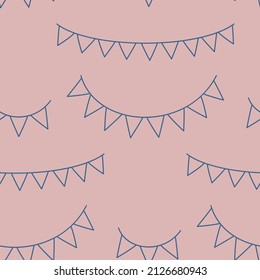 Seamless vector party flags pattern. Celebration banner background for fabric, textile, wrapping, cover etc.