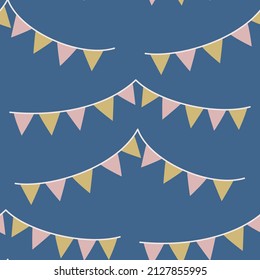 Seamless vector party flags pattern. Celebration banner background for fabric, textile, wrapping, cover etc.