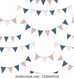 Seamless vector party flags pattern. Celebration banner background for fabric, textile, wrapping, cover etc.