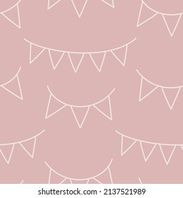 Seamless vector party flags pattern. Celebration banner background for fabric, textile, wrapping, cover etc.
