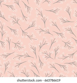 Seamless vector pastel floral pattern.  Hand illustrated stylized botanical background with flowers.