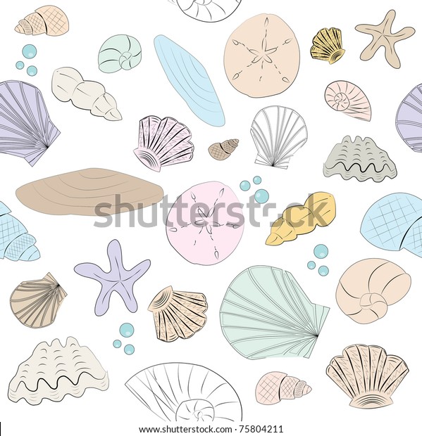 Seamless Vector Pastel Shell Background Stock Vector (Royalty Free ...