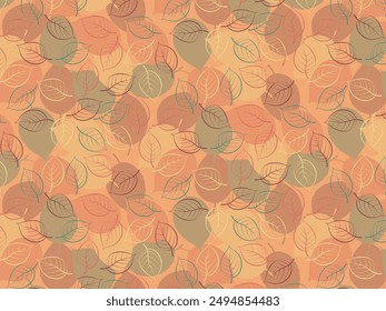 Seamless vector pastel, soft, muted pattern with fall autumn leaves. Botanical modern nature background for interior design, textile, posters, wrappers, fabric, cover, banner and invitation.