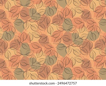 Seamless vector pastel, soft, muted pattern with fall autumn leaves. Botanical modern nature background for interior design, textile, posters, wrappers, fabric, cover, banner and invitation.