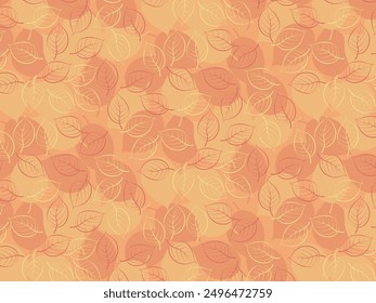 Nahtloses Vektorpastell, weiches, gedämpftes Muster mit Herbstlaub. Botanischer moderner Naturhintergrund für Innenarchitektur, Textil, Plakate, Wrapper, Stoff, Bezug, Banner und Einladung.
