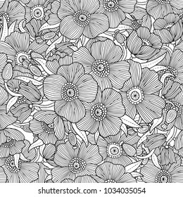 Seamless vector patter with flowers. Floral background. Good for textiles, wallpaper, wrapping paper, fabric.