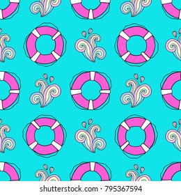 Seamless vector patter with lifebuoy. Nice illustration.