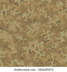 Diseño De Patrón Vector Sin Precedentes.  Semitono de marrón vectorial impecable, fondo de camo. Camuflaje moderno verde sin costura, textura vectorial. Camuflaje Del Ejército Repetido Beige, Camo Gráfico.