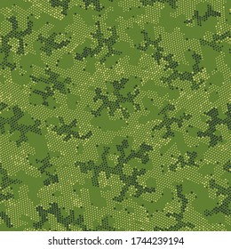 Seamless Vector Patterd Design.  Repeated Graphic Khaki Circle, Camo Camouflage. Beige Seamless Army Camouflage, Graphic Texture. Brown Seamless Halftone Camouflage, Vector Camo.