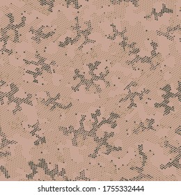 Diseño De Patrón Vector Sin Precedentes.  Color Beige Vector Repetido, Envoltura De Camo. Brown Repitió Camuflaje Dotado, Fondo Gráfico. Camuflaje sin semitono Khaki, Camo Gráfico.