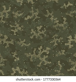 Diseño De Patrón Vector Sin Precedentes.  Vector Brown Repetido Dotado, Camuflaje De Áreas Repetidas De Arte Camo Verde, Camuflaje Gráfico. Camuflaje artístico Khaki Seamless, Impresión Gráfica.