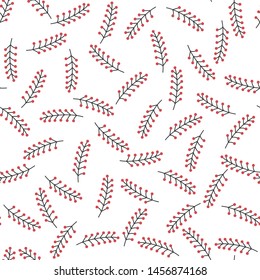 Seamless vector pattern 10 eps. Decorative floral template. White background with chaotic red flowers. Pattern for fabric, textile, cover, design, wrapping. Spring summer field of flowers wallpaper.