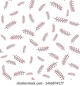 Seamless vector pattern 10 eps. Decorative floral template. White background with chaotic red flowers. Pattern for fabric, textile, cover, design, wrapping. Spring summer field of flowers wallpaper.