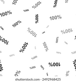 Seamless vector pattern with 100 percent symbols, creating a creative monochrome background with rotated elements. Vector illustration on white background