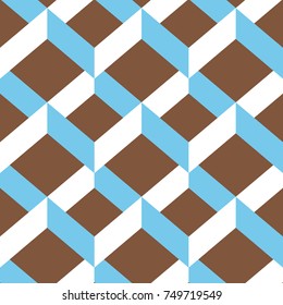 Seamless vector pattern. 3D modern geometric ornament in brown and white colors.