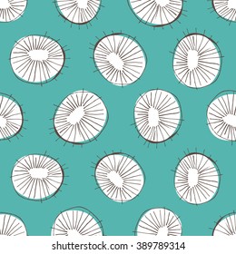 Seamless vector pattern with 50s style mid-century modern circle drawings, repeating background for all web and print purposes